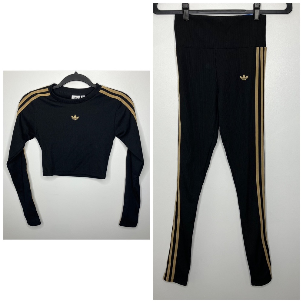 NWT ADIDAS ORIGINALS Black Rib Legging Set XS S